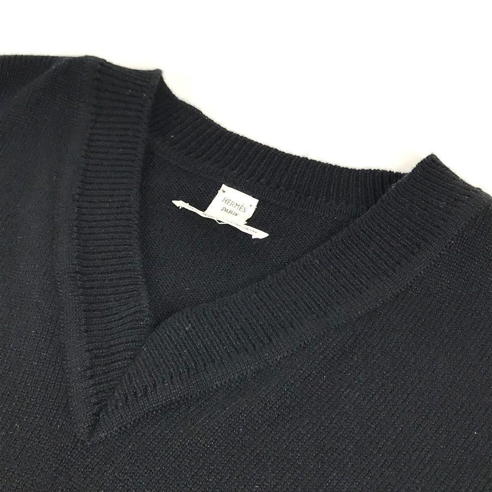 HERMES logo Apparel Long-sleeved tops Long-sleeved knit knit Cashmere Black Used