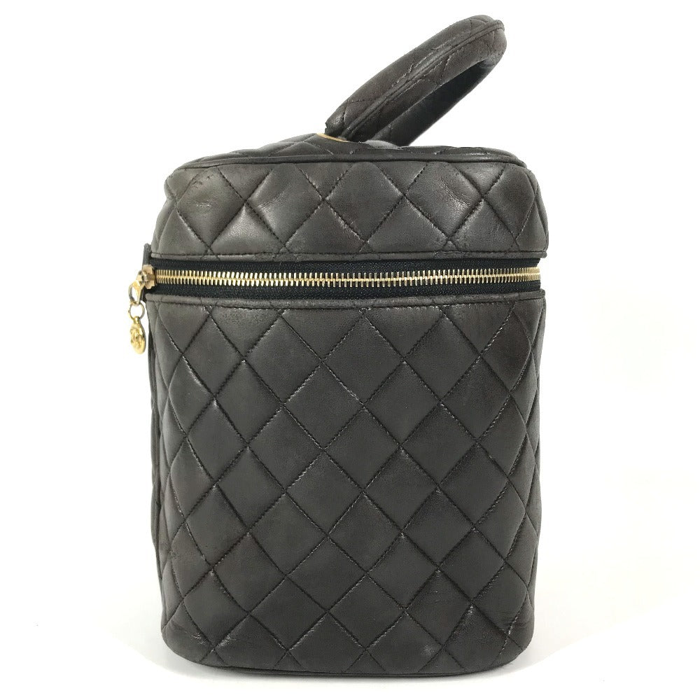 CHANEL CC CC Mark logo vintage Matelasse Quilted Vanity Bag Bag, Box, Makeup Box, Pouch Hand Bag Leather Black Used