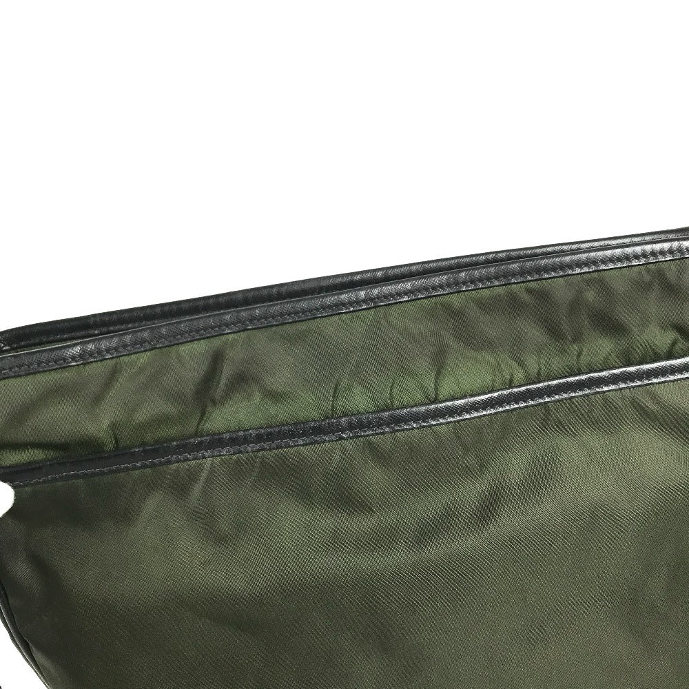 PRADA triangle logo triangle logo plate Crossbody bag Shoulder Bag Nylon / Leather khaki/Black Used