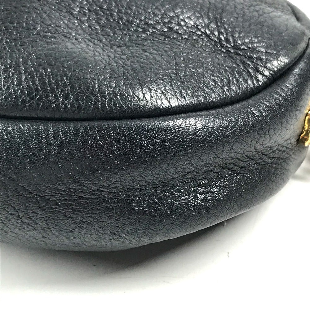 VERSACE vintage Logo Big Medusa Crossbody bag Pochette Shoulder Bag Leather Black/Gold Used