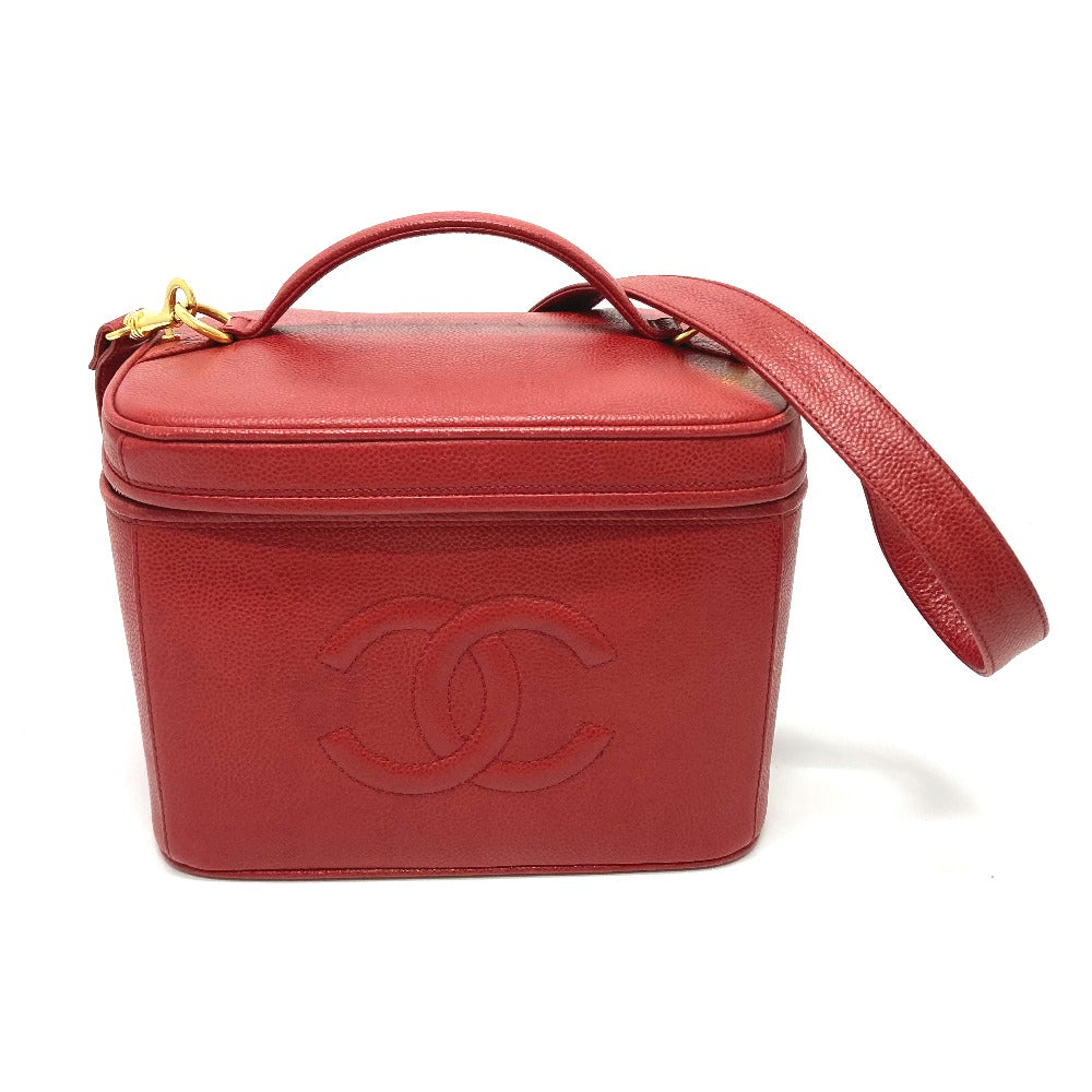 CHANEL CC Coco Mark Vanity Bag, Handbag, Shoulder Bag, Caviar Skin, Red, Women's