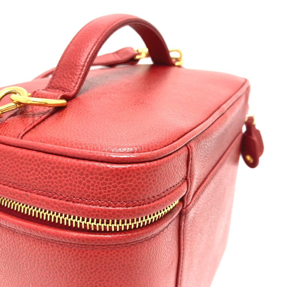 CHANEL CC Coco Mark Vanity Bag, Handbag, Shoulder Bag, Caviar Skin, Red, Women's