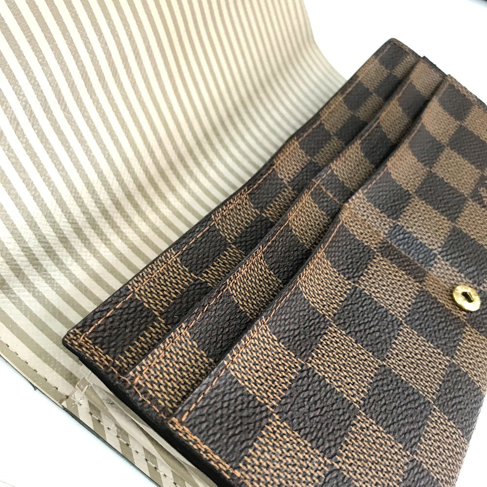 LOUIS VUITTON N63179 Damier Portefeuille Sarah Bifold Wallet, Long Wallet, Damier Canvas, Women's, Ebene, Brown