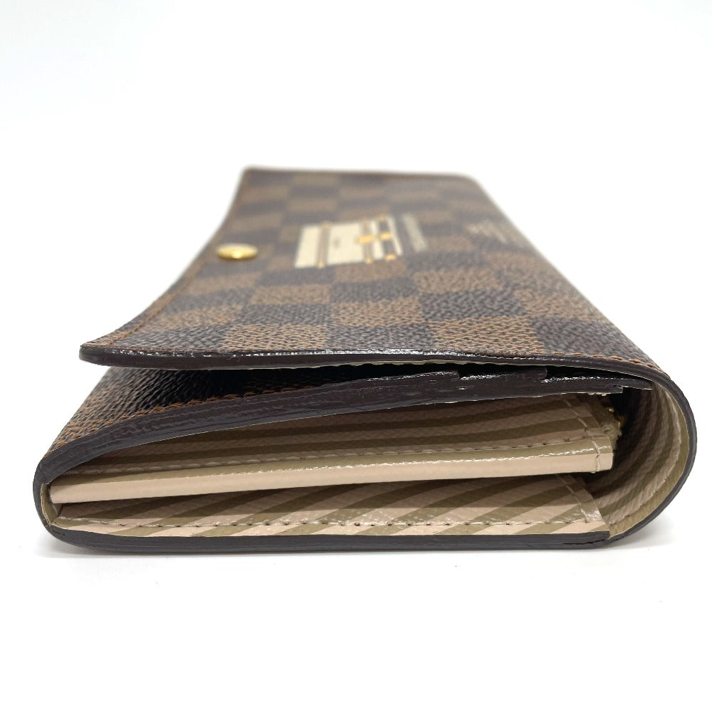LOUIS VUITTON N63179 Damier Portefeuille Sarah Bifold Wallet, Long Wallet, Damier Canvas, Women's, Ebene, Brown