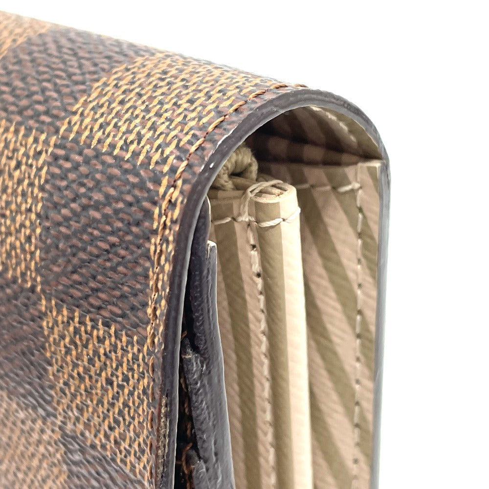 LOUIS VUITTON N63179 Damier Portefeuille Sarah Bifold Wallet, Long Wallet, Damier Canvas, Women's, Ebene, Brown