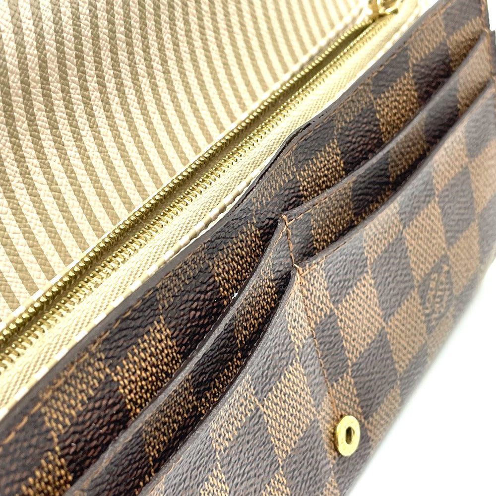 LOUIS VUITTON N63179 Damier Portefeuille Sarah Bifold Wallet, Long Wallet, Damier Canvas, Women's, Ebene, Brown