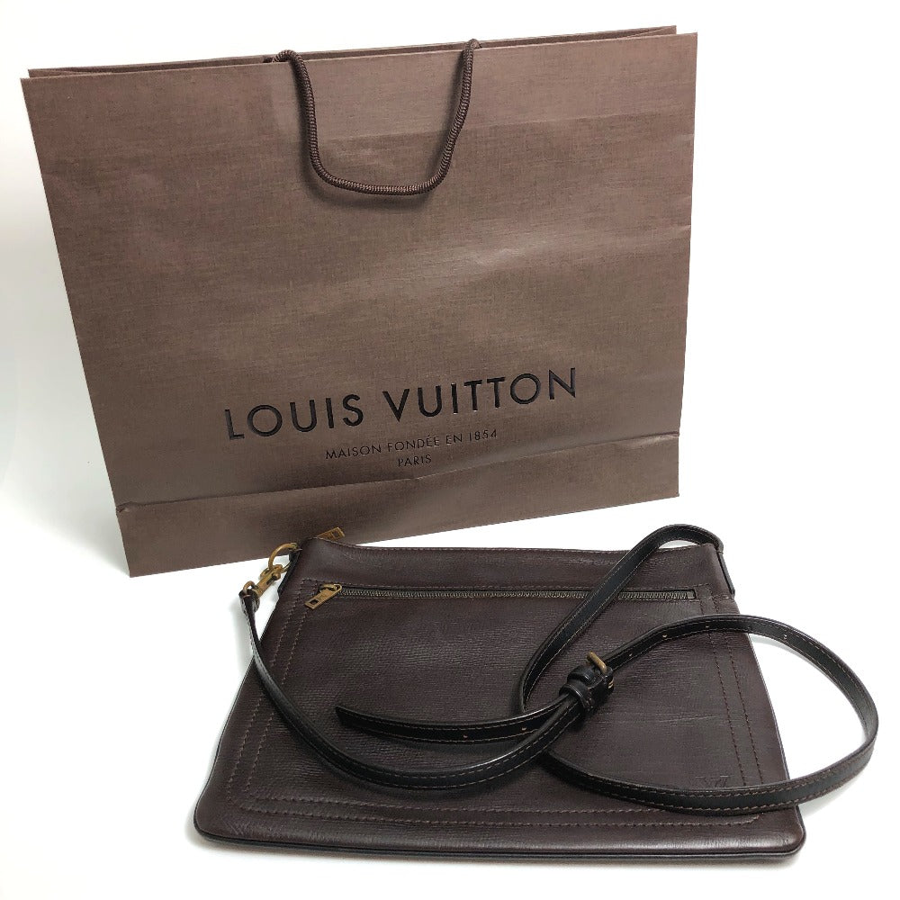 LOUIS VUITTON M93453 Utah Pochette, Shawnee MM, Crossbody Shoulder Bag, Utah Leather, Men's, Cafe Brown