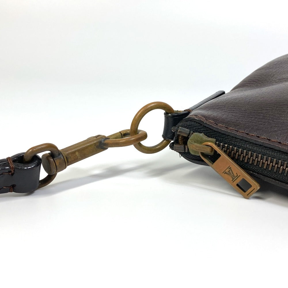 LOUIS VUITTON M93453 Utah Pochette, Shawnee MM, Crossbody Shoulder Bag, Utah Leather, Men's, Cafe Brown
