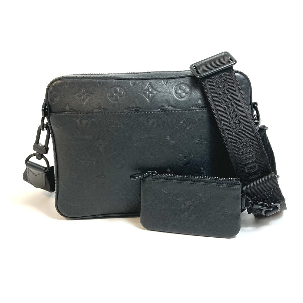 LOUIS VUITTON M69827 モノグラムシャドウ デュオ メッセンジャー カバン 斜め掛け ボディバッグ モノグラムシャドウレザー メンズ ブラック