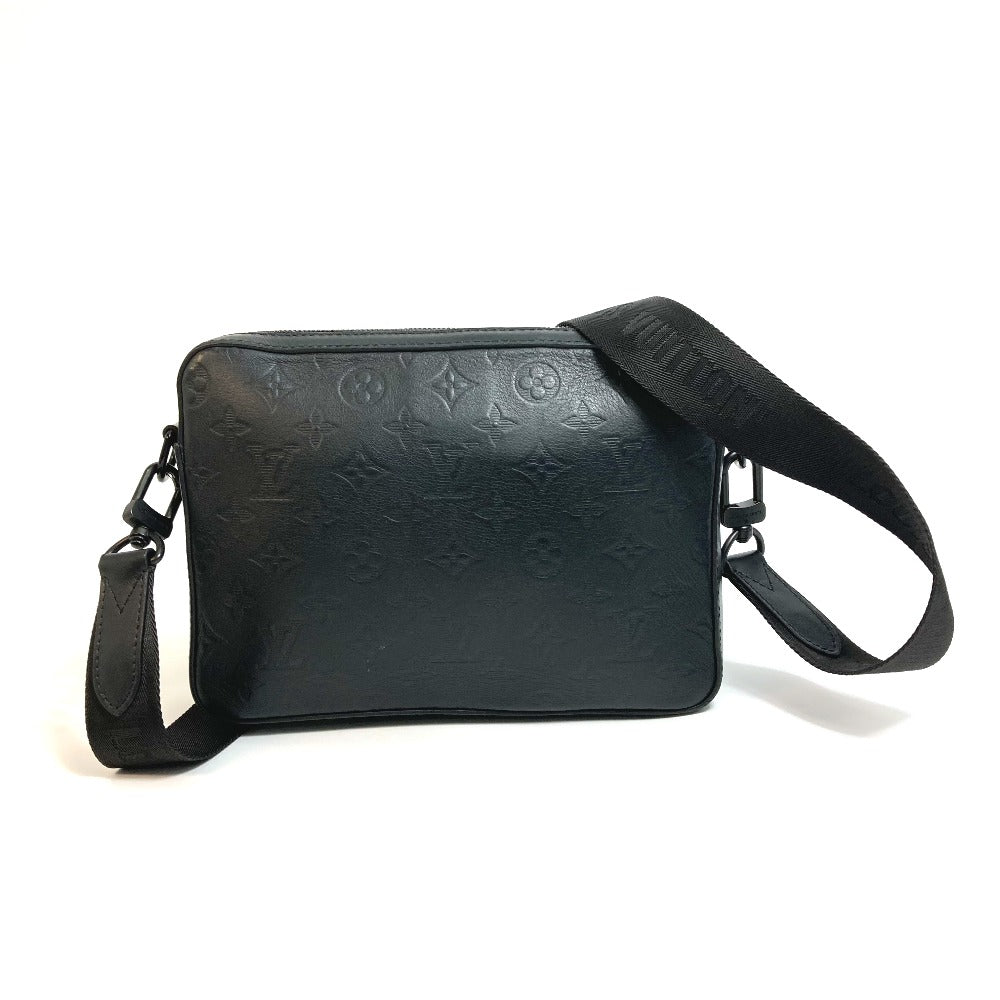 LOUIS VUITTON M69827 モノグラムシャドウ デュオ メッセンジャー カバン 斜め掛け ボディバッグ モノグラムシャドウレザー メンズ ブラック