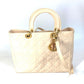 Dior Lady Dior Cannage 2-Way Shoulder Bag/Handbag in Patent Leather, Beige
