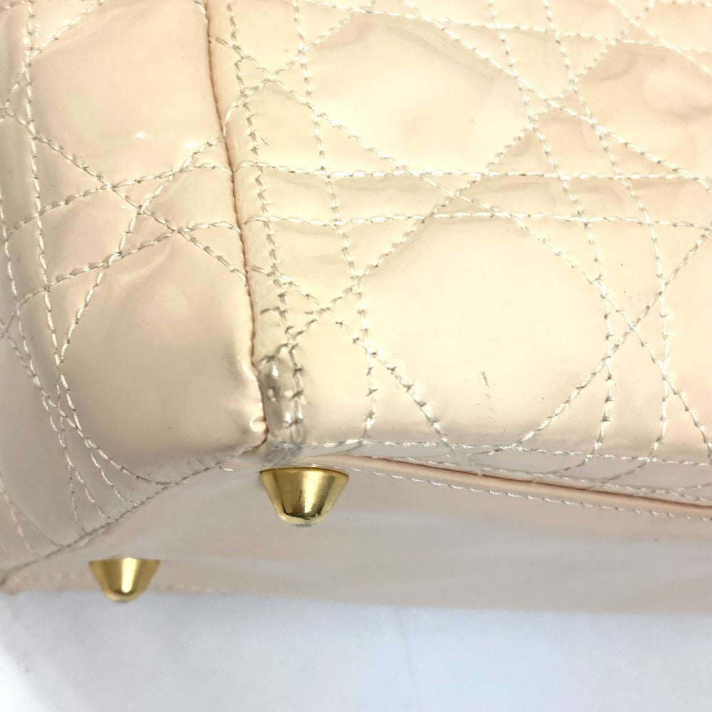 Dior Lady Dior Cannage 2-Way Shoulder Bag/Handbag in Patent Leather, Beige