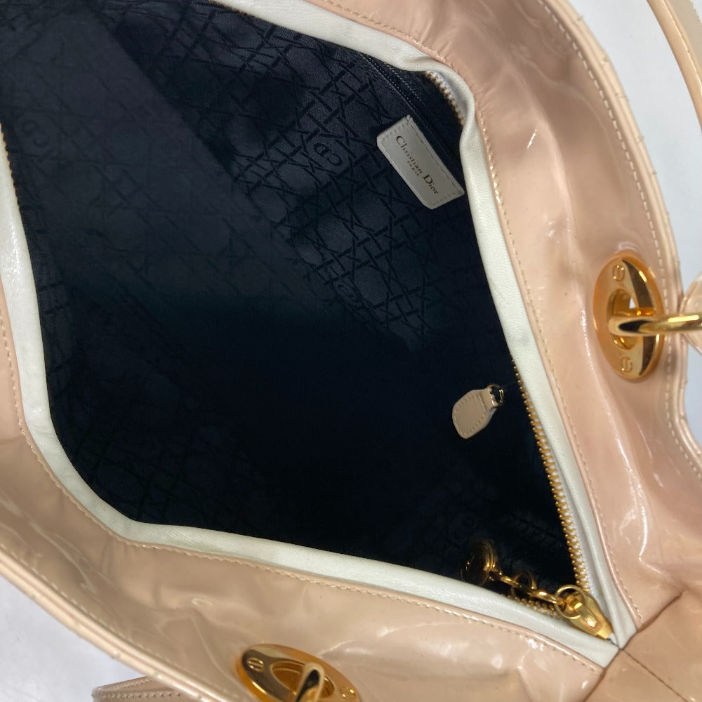 Dior Lady Dior Cannage 2-Way Shoulder Bag/Handbag in Patent Leather, Beige