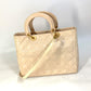 Dior Lady Dior Cannage 2-Way Shoulder Bag/Handbag in Patent Leather, Beige