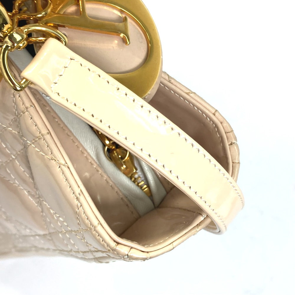 Dior Lady Dior Cannage 2-Way Shoulder Bag/Handbag in Patent Leather, Beige