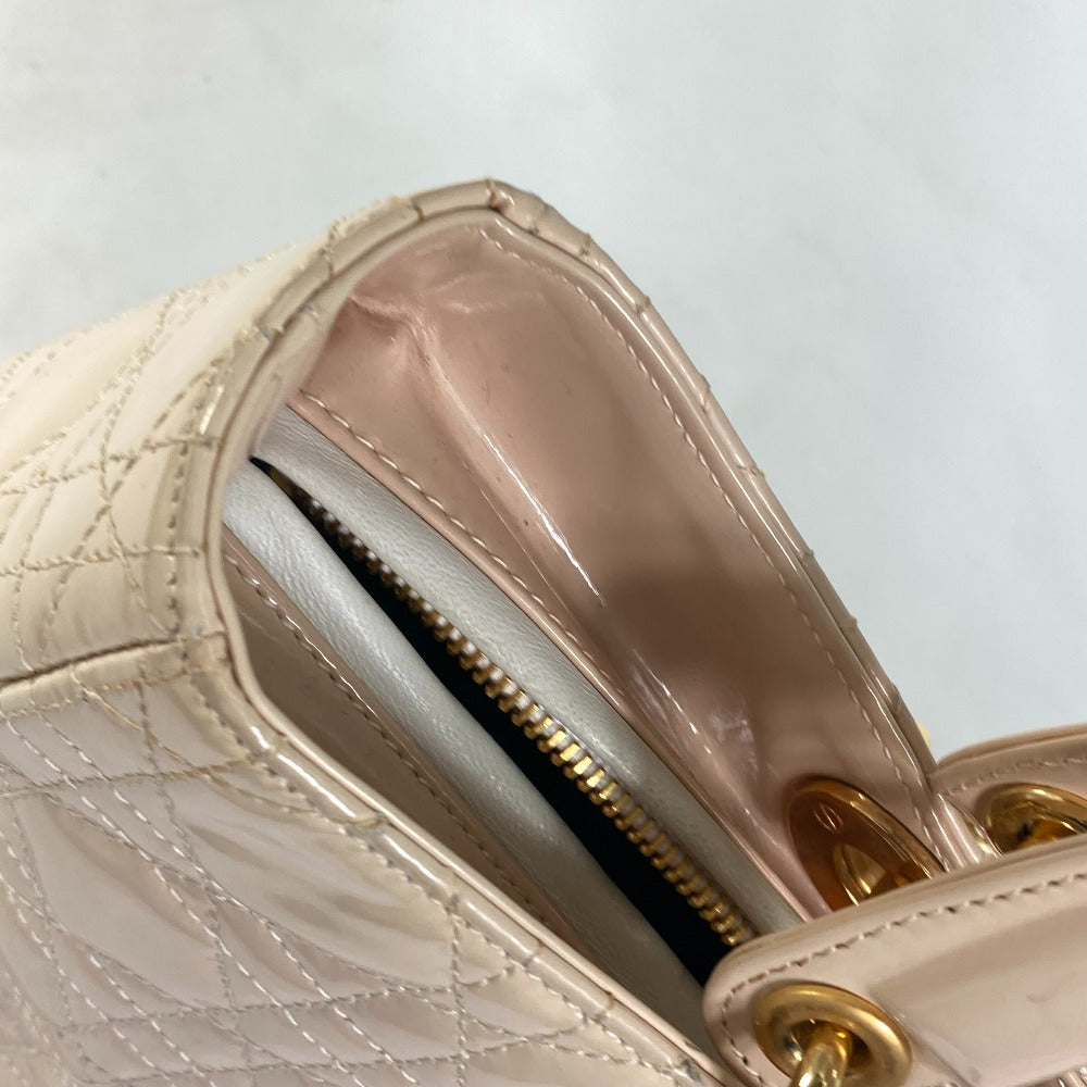Dior Lady Dior Cannage 2-Way Shoulder Bag/Handbag in Patent Leather, Beige