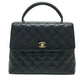 CHANEL Coco Mark CC Matelasse Quilted Tote Bag in Caviar Leather, Black