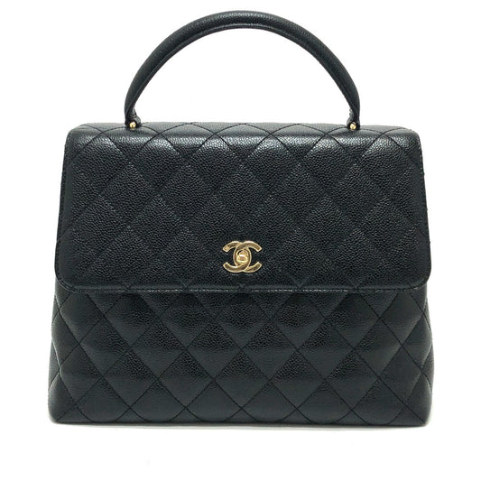 CHANEL ココマーク CC マトラッセ キルティング カバン トートバッグ ハンドバッグ キャビアスキン レディース ブラック