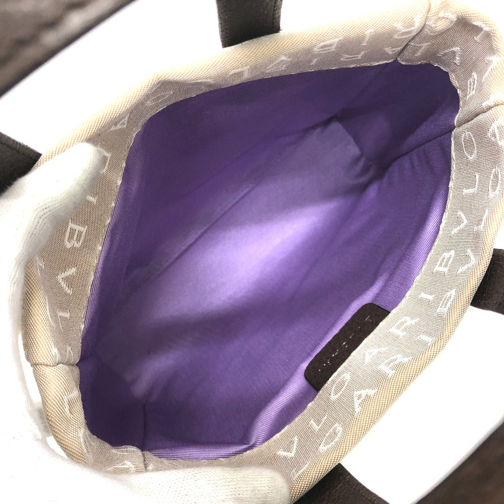 BVLGARI ロゴマニア トートバッグ ハンドバッグ キャンバス/レザー レディース ベージュ