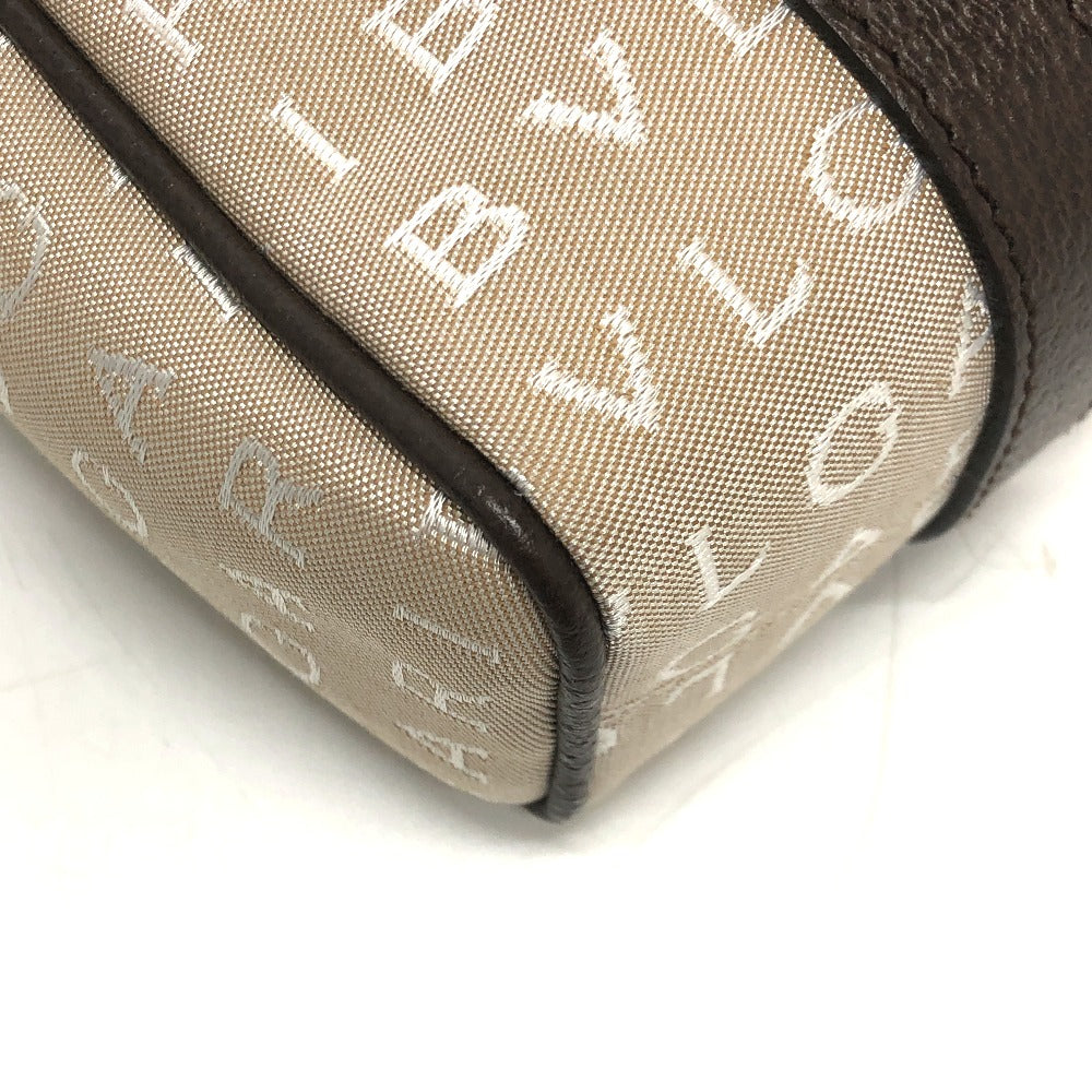 BVLGARI ロゴマニア トートバッグ ハンドバッグ キャンバス/レザー レディース ベージュ