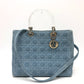 Dior Cannage Lady Dior Medium 2-Way Shoulder Bag, Tote Bag, Handbag, Canvas, Women's, Blue