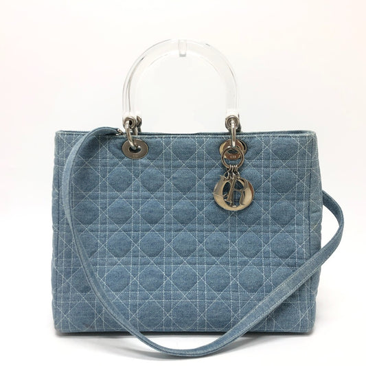 Dior カナージュ レディディオール ミディアム カバン 2WAYバッグ ショルダーバッグ バッグトートバッグ ハンドバッグ キャンバス レディース ブルー