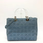 Dior Cannage Lady Dior Medium 2-Way Shoulder Bag, Tote Bag, Handbag, Canvas, Women's, Blue