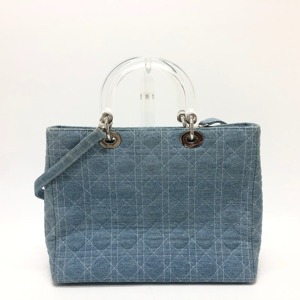 Dior Cannage Lady Dior Medium 2-Way Shoulder Bag, Tote Bag, Handbag, Canvas, Women's, Blue