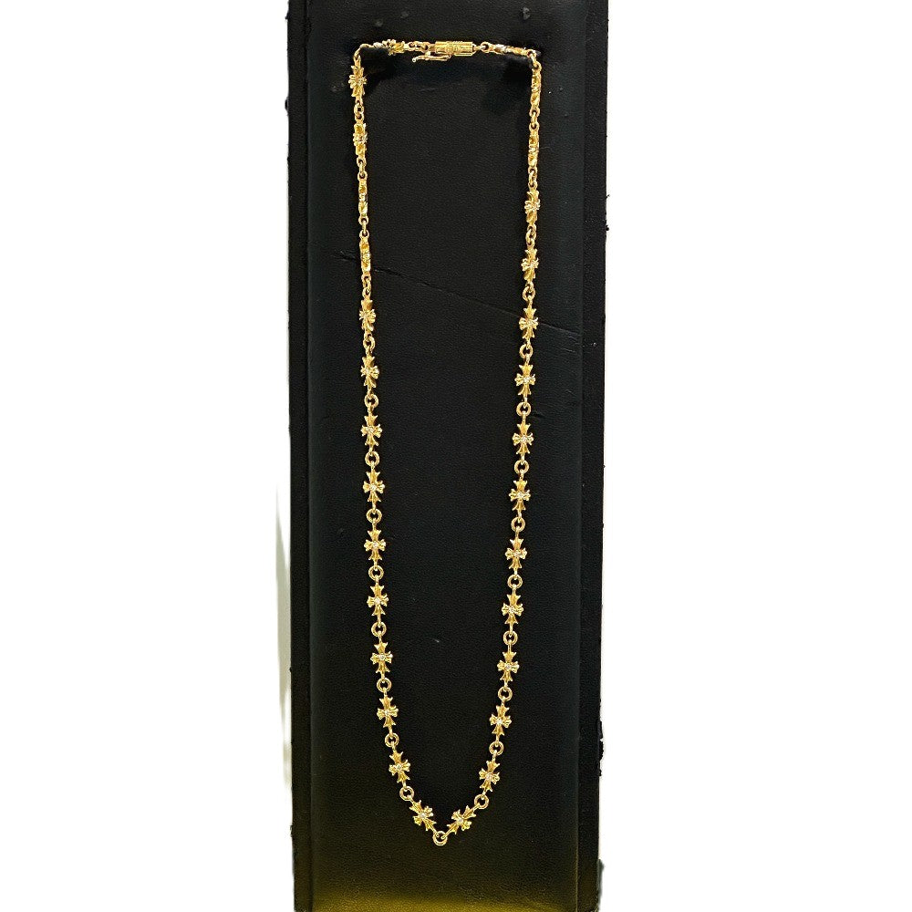 CHROME HEARTS K22 TINY E CROSS DOUBLE SIDE DIAMOND NECKLACE タイニーE クロス 両面ダイヤ 17.5インチ 45㎝ ネックレス K22 レディース ゴールド