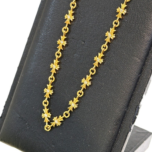 CHROME HEARTS K22 TINY E CROSS DOUBLE SIDE DIAMOND NECKLACE タイニーE クロス 両面ダイヤ 17.5インチ 45㎝ ネックレス K22 レディース ゴールド