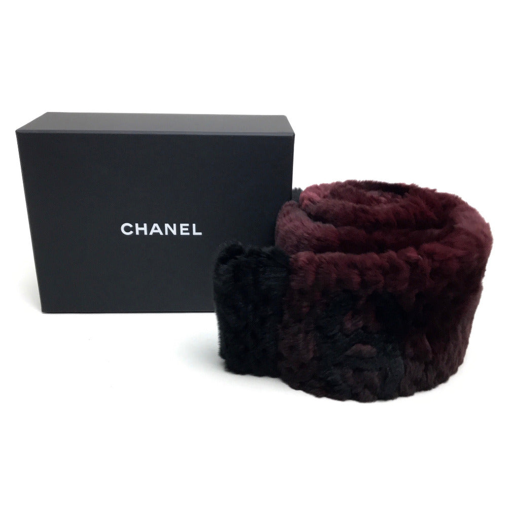 CHANEL CC ココマーク ファー マフラー ファー レディース レッド ボルドー