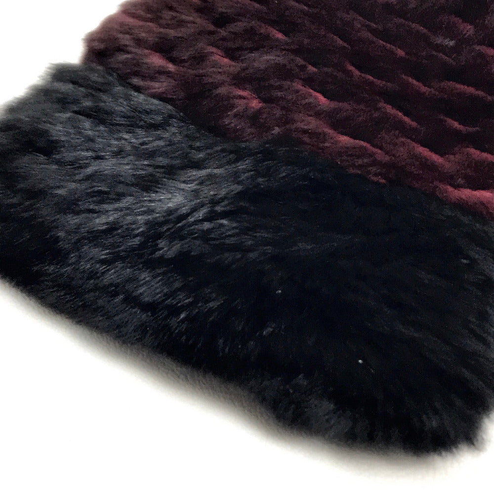 CHANEL CC ココマーク ファー マフラー ファー レディース レッド ボルドー