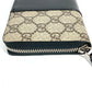 GUCCI 451249 GGスプリーム ロングウォレット ラウンドファスナー 長財布 PVC/レザー レディース ベージュ