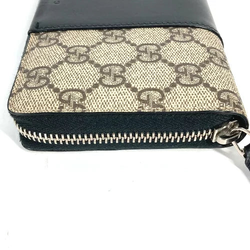 GUCCI 451249 GGスプリーム ロングウォレット ラウンドファスナー 長財布 PVC/レザー レディース ベージュ