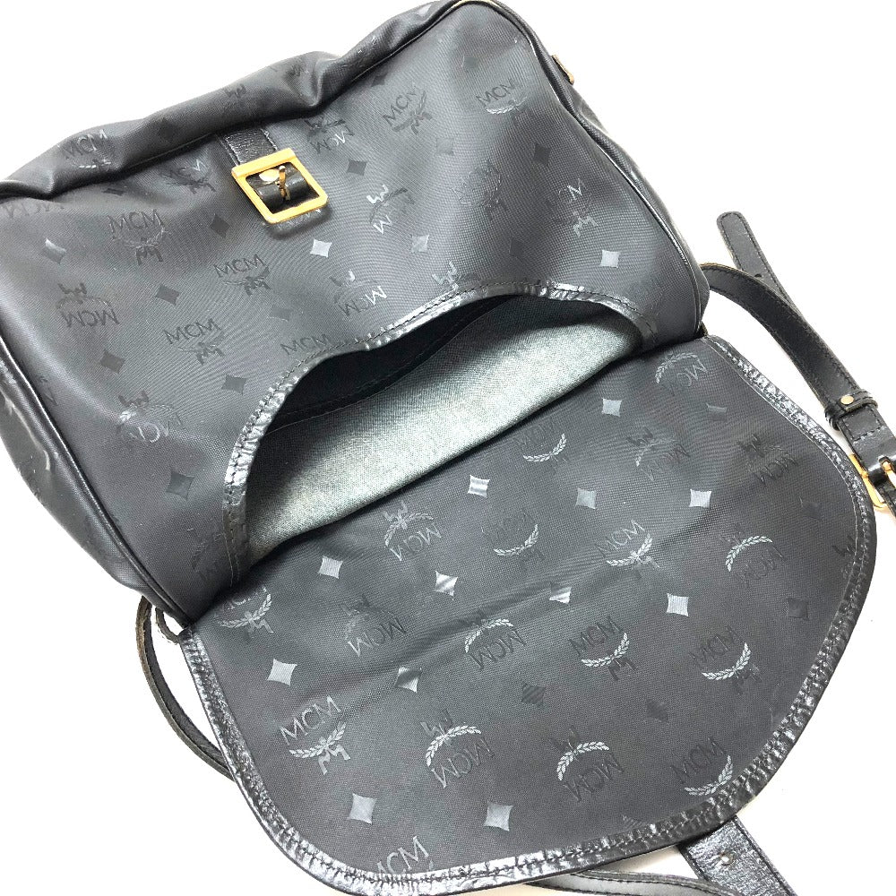 MCM 斜め掛け ロゴグラム カバン メッセンジャーバッグ ショルダーバッグ PVC/レザー レディース ブラック