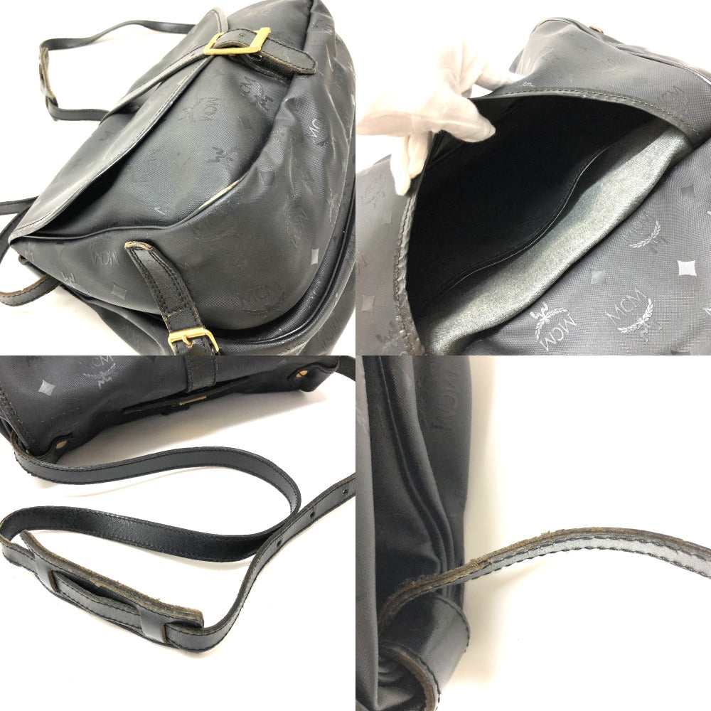 MCM 斜め掛け ロゴグラム カバン メッセンジャーバッグ ショルダーバッグ PVC/レザー レディース ブラック