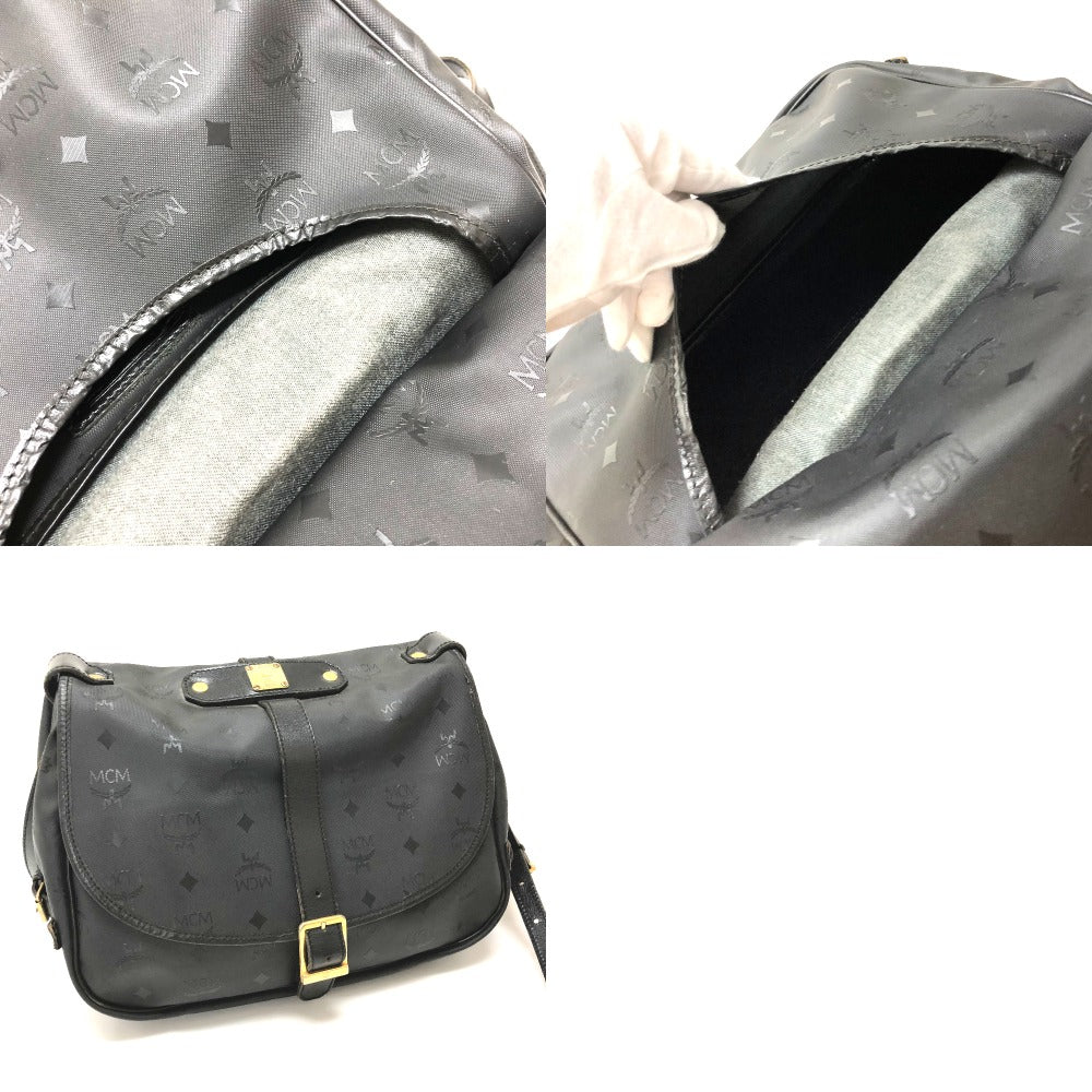 MCM 斜め掛け ロゴグラム カバン メッセンジャーバッグ ショルダーバッグ PVC/レザー レディース ブラック