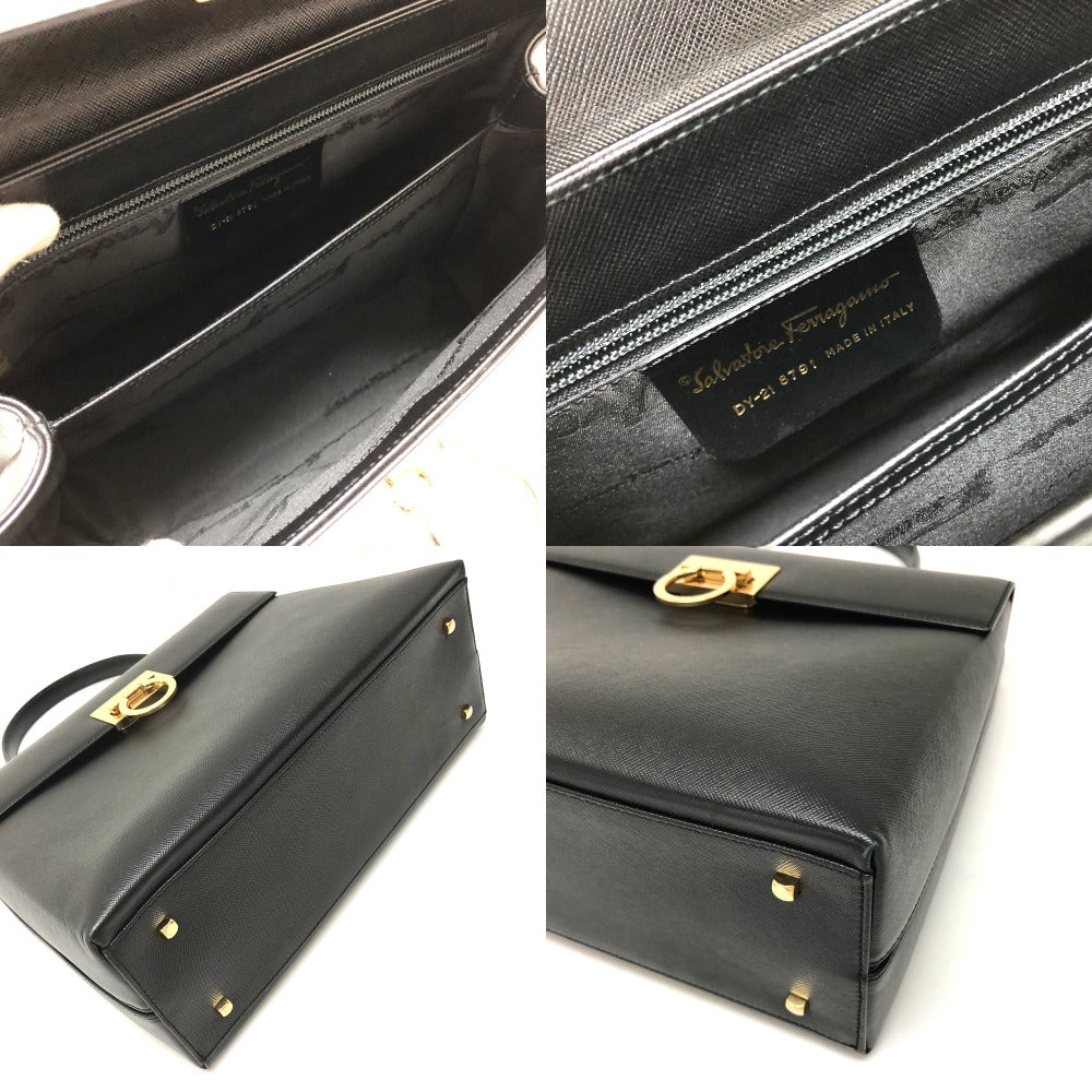 Salvatore Ferragamo ガンチーニ カバン 2WAY ハンドバッグ レザー レディース ブラック
