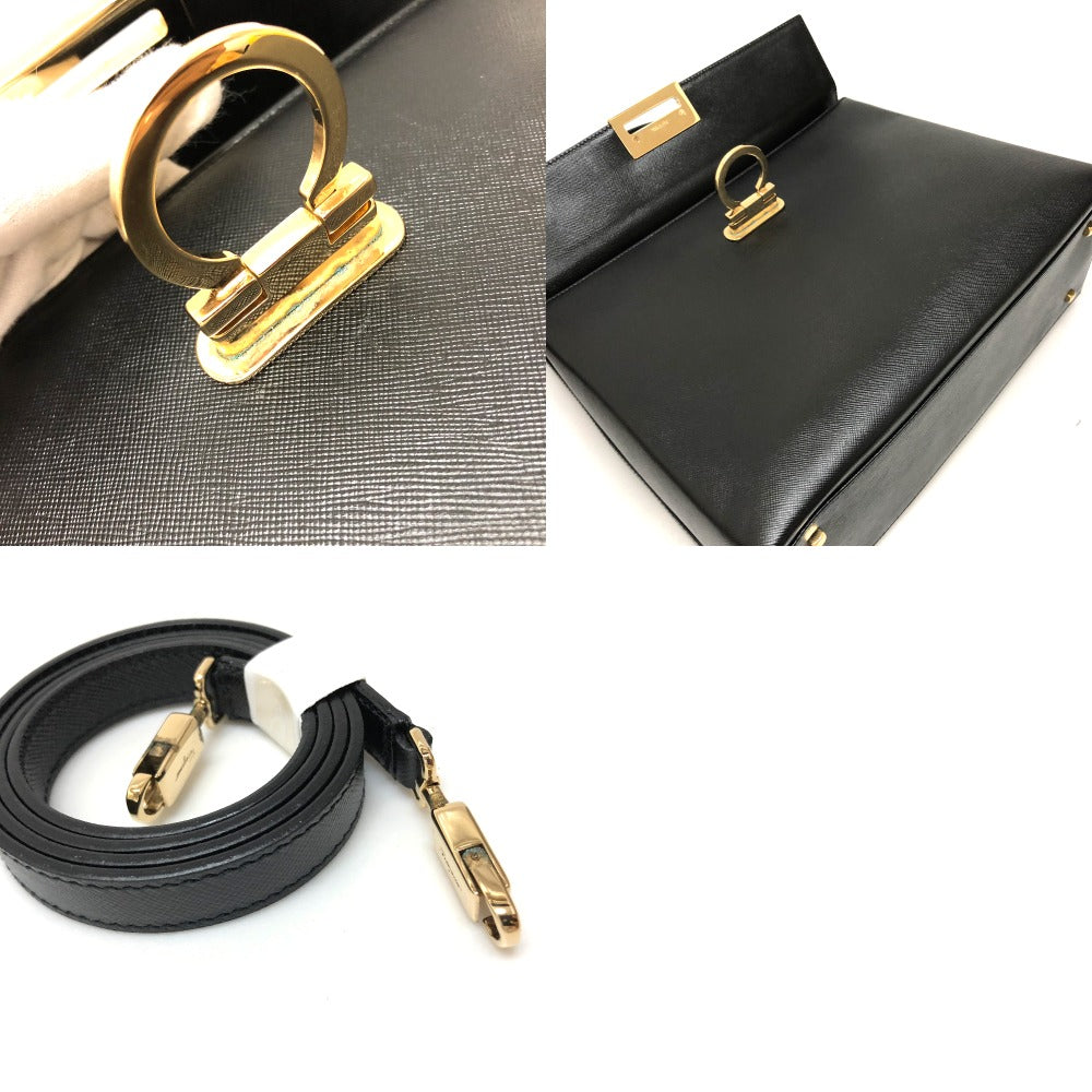Salvatore Ferragamo ガンチーニ カバン 2WAY ハンドバッグ レザー レディース ブラック