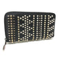 Christian Louboutin 3145073 Panettone Spike Stud Round Zip Long Wallet Leather Women's Black