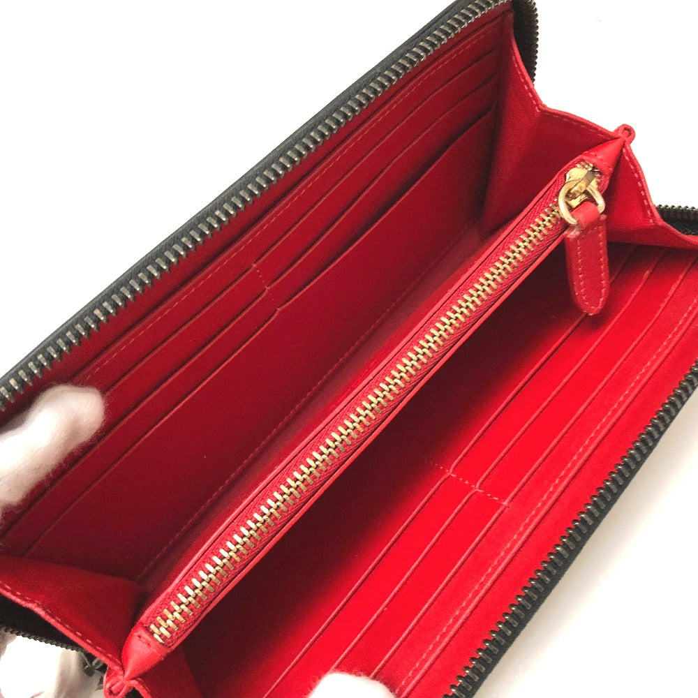 Christian Louboutin 3145073 Panettone Spike Stud Round Zip Long Wallet Leather Women's Black