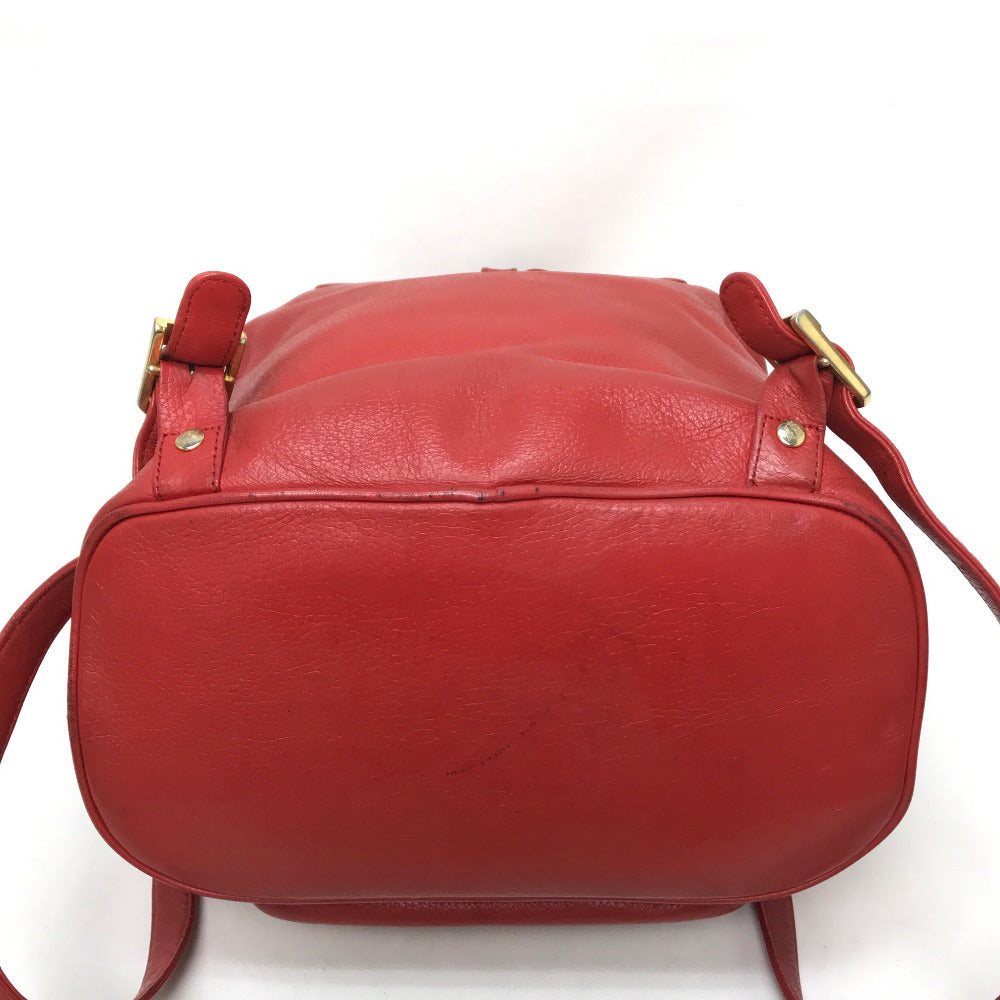 MCM Town Backpack with Logo Plate, Perfect for Town Use, Leather Backpack, Women's, Red