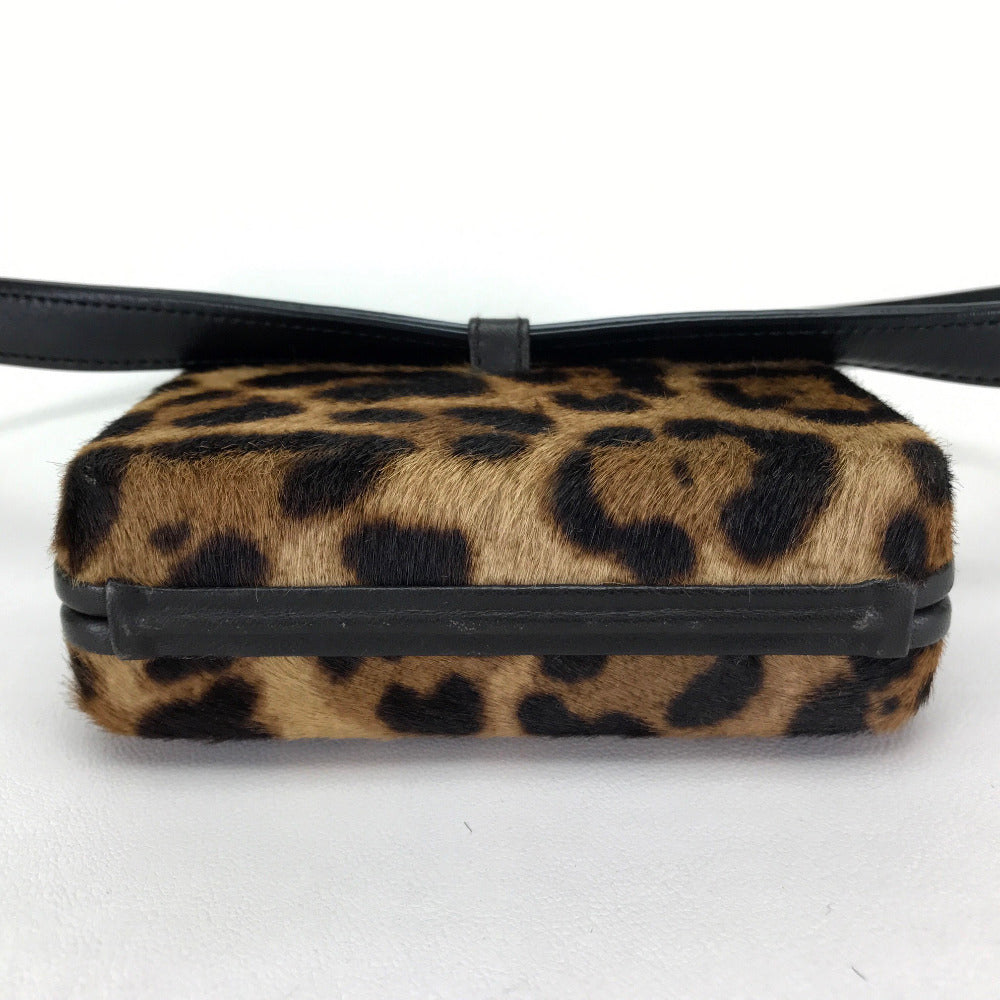 Christian Louboutin 3110421 Leopard Print DANCING QUEEN CLUTCH PONY LUX Waist Pouch Belt Bag in Brown Leather/Pony Leather for Women