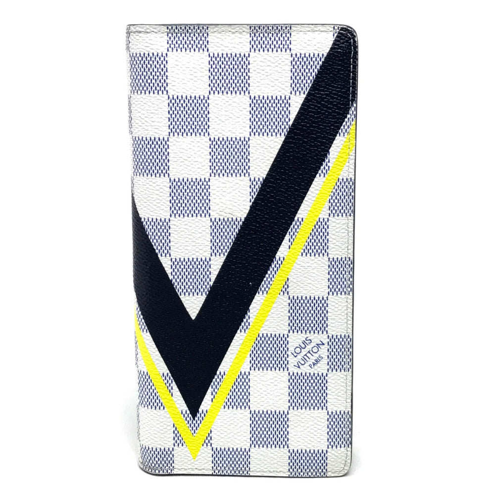 LOUIS VUITTON N64007 Damier Coastline America's Cup Portefeuille Brazza Long Wallet in Damier Azur Canvas, Unisex, Azur