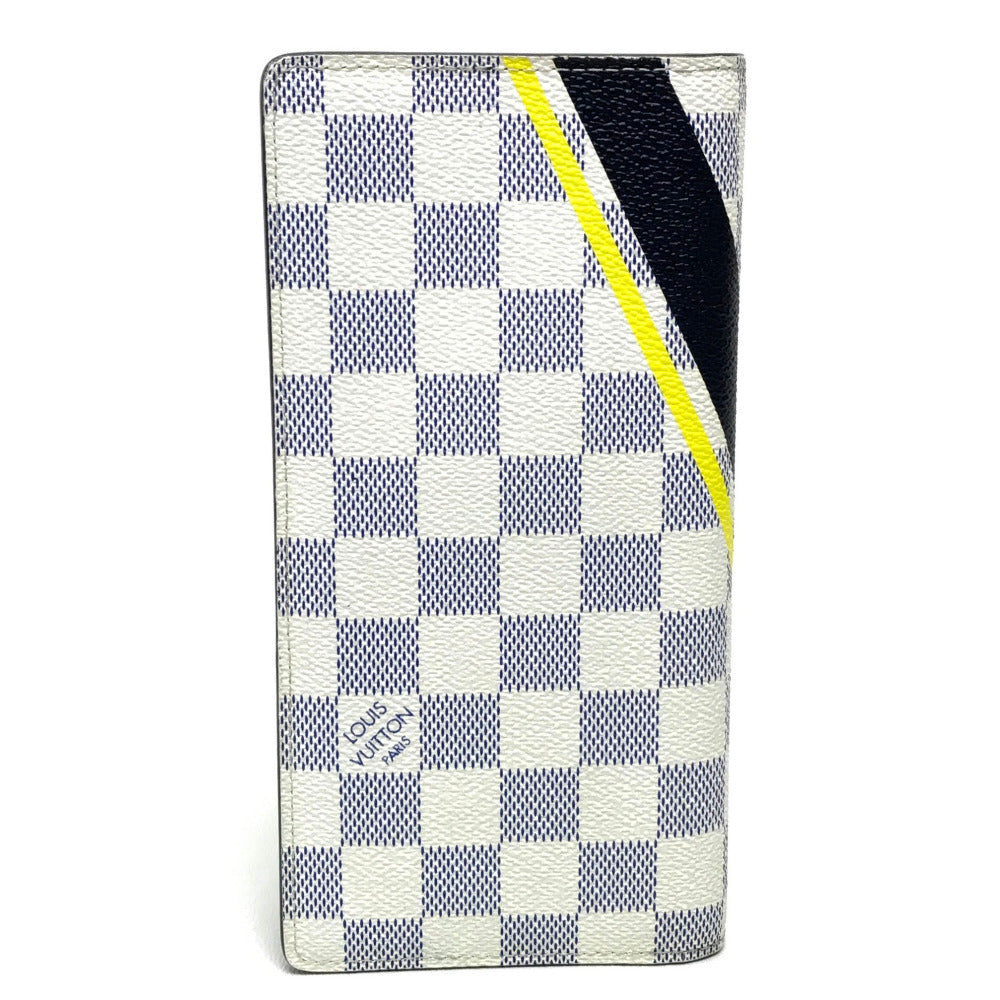 LOUIS VUITTON N64007 Damier Coastline America's Cup Portefeuille Brazza Long Wallet in Damier Azur Canvas, Unisex, Azur