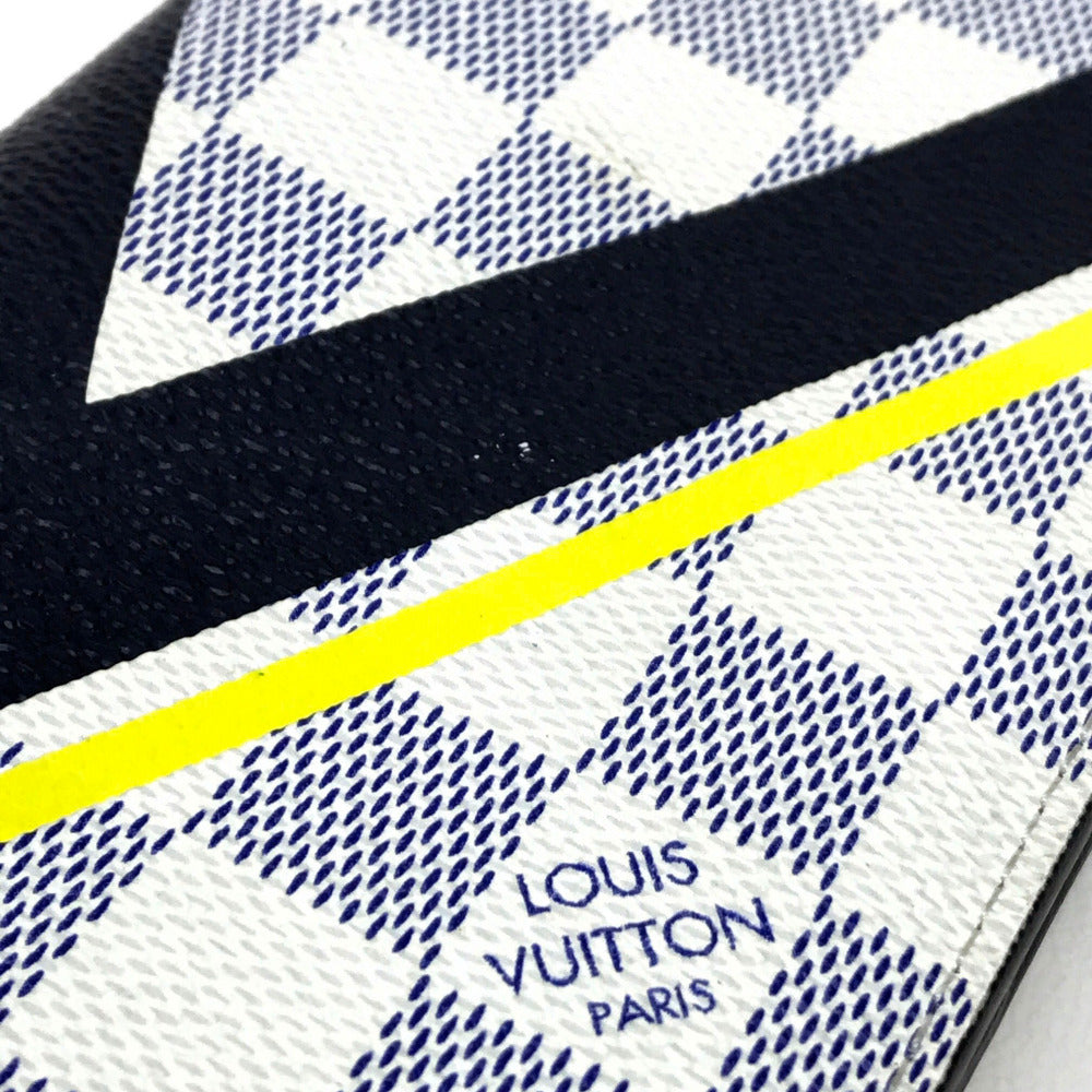 LOUIS VUITTON N64007 Damier Coastline America's Cup Portefeuille Brazza Long Wallet in Damier Azur Canvas, Unisex, Azur