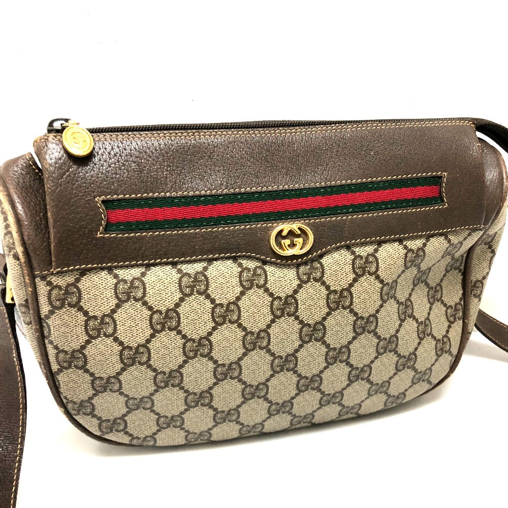 GUCCI 001115 0918 GGプラス ウェビングライン カバン ポシェット ショルダーバッグ PVC/レザー レディース オールドグッチ