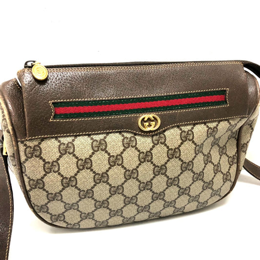 GUCCI 001115 0918 GGプラス ウェビングライン カバン ポシェット ショルダーバッグ PVC/レザー レディース オールドグッチ