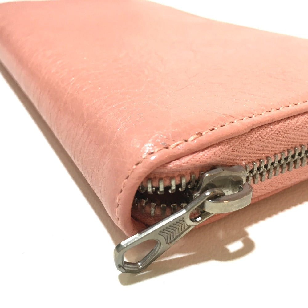 BALENCIAGA 419805 Exclusive Women's Leather Long Wallet with Zip-Around Design in Pink Beige