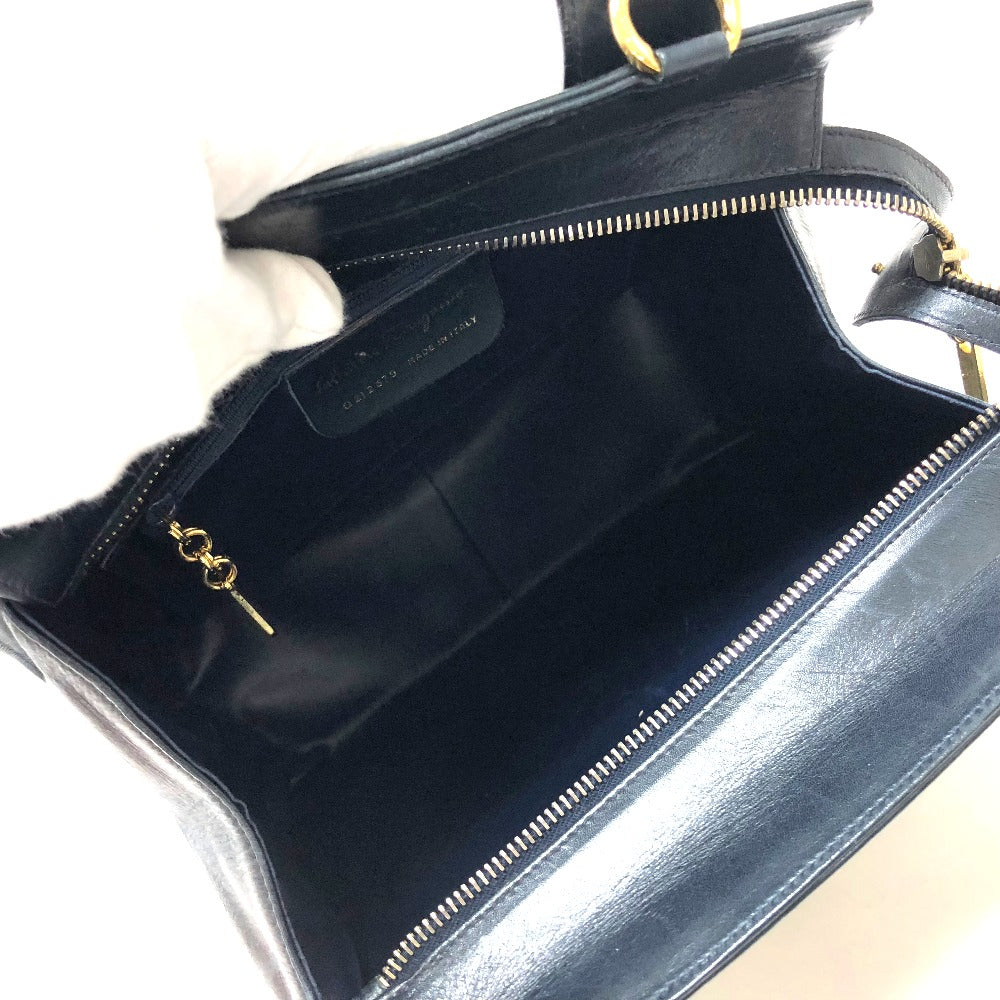 Salvatore Ferragamo Gancini Leather Handbag, Navy Blue